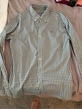 Vineyard Vines Green and White Gingham Button-Down Shirt